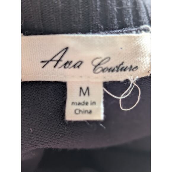 Fringed Black Cardigan Open Front By Ava Contour Sz. Med. - Picture 6 of 8